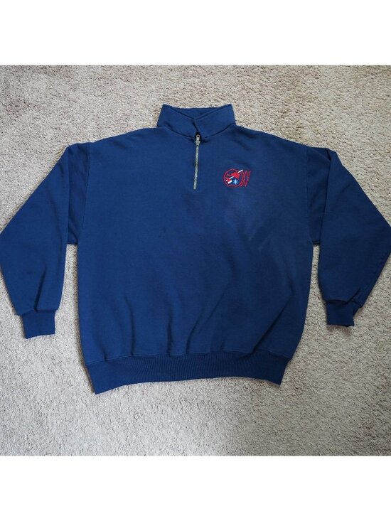 Jerzees Other - Y2K Jerzees Firefighter EMS Sweatshirt Mens XL Blue 1/4 Zip Long Sleeve Vintage